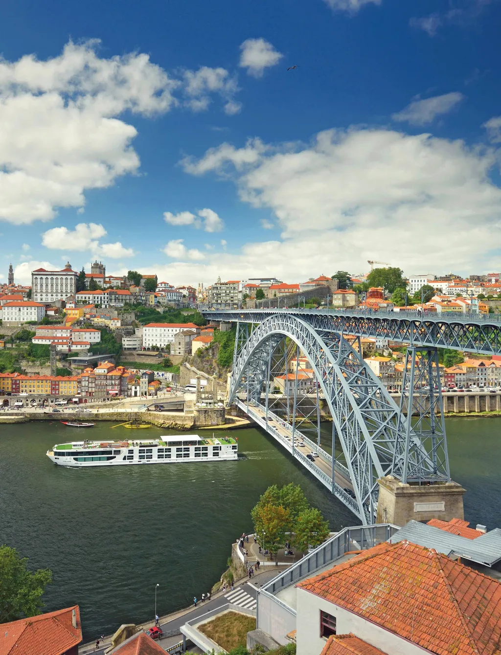 Picturesque European town at sunset