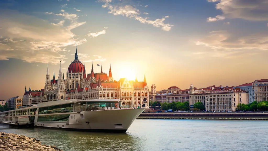 Scenic Danube River cruise ship sailing through European waterways