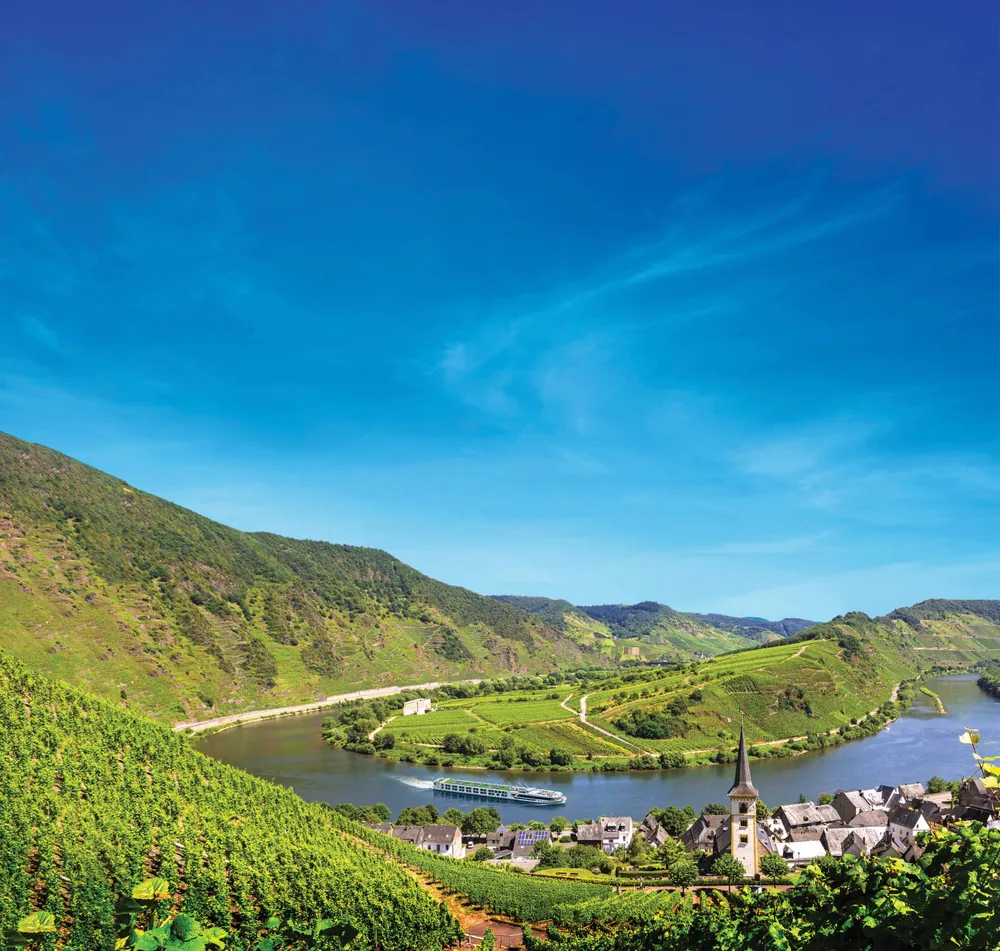 Historic Stone Bridge in Regensburg with cathedral spires